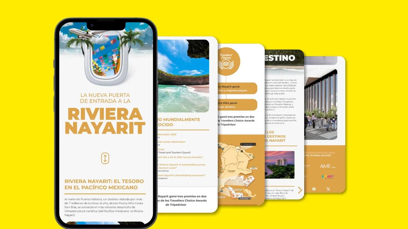 Versión móvil del sitio y piezas editoriales